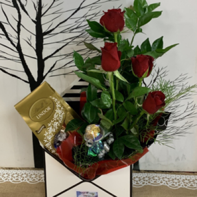 Surprise Box - Envelope box with roses & Chocolates great foe Valentines Day or any day